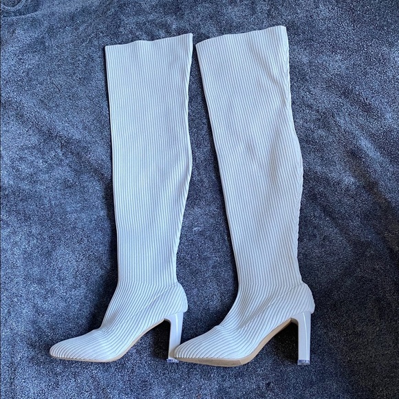 SHEIN Shoes - SHEIN White Over the Knee Boots